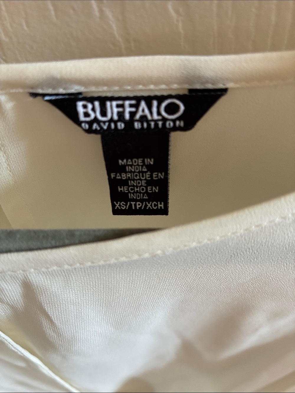 Buffalo David Bitton Cream Draped Long-Sleeve Blouse - Picture 2 of 8
